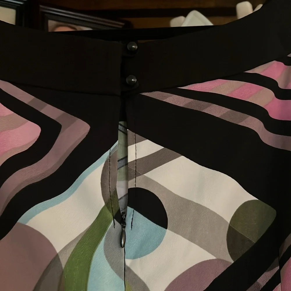 CONNECTED Apparel Black/Pink/Green/Blue/White Pattern Sheath Dress, Sz 16, GUC.